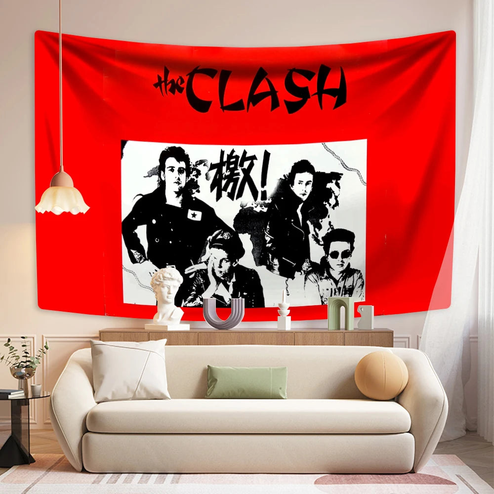 The Clash Tapestry Rock And Roll Music Heavy Metal Wall Hanging Bedroom Decoration Large Fabric Dorm Backdrop Concert Decor - Premium tapestry from Lizard Vigilante - Just $11.99! Shop now at Lizard Vigilante