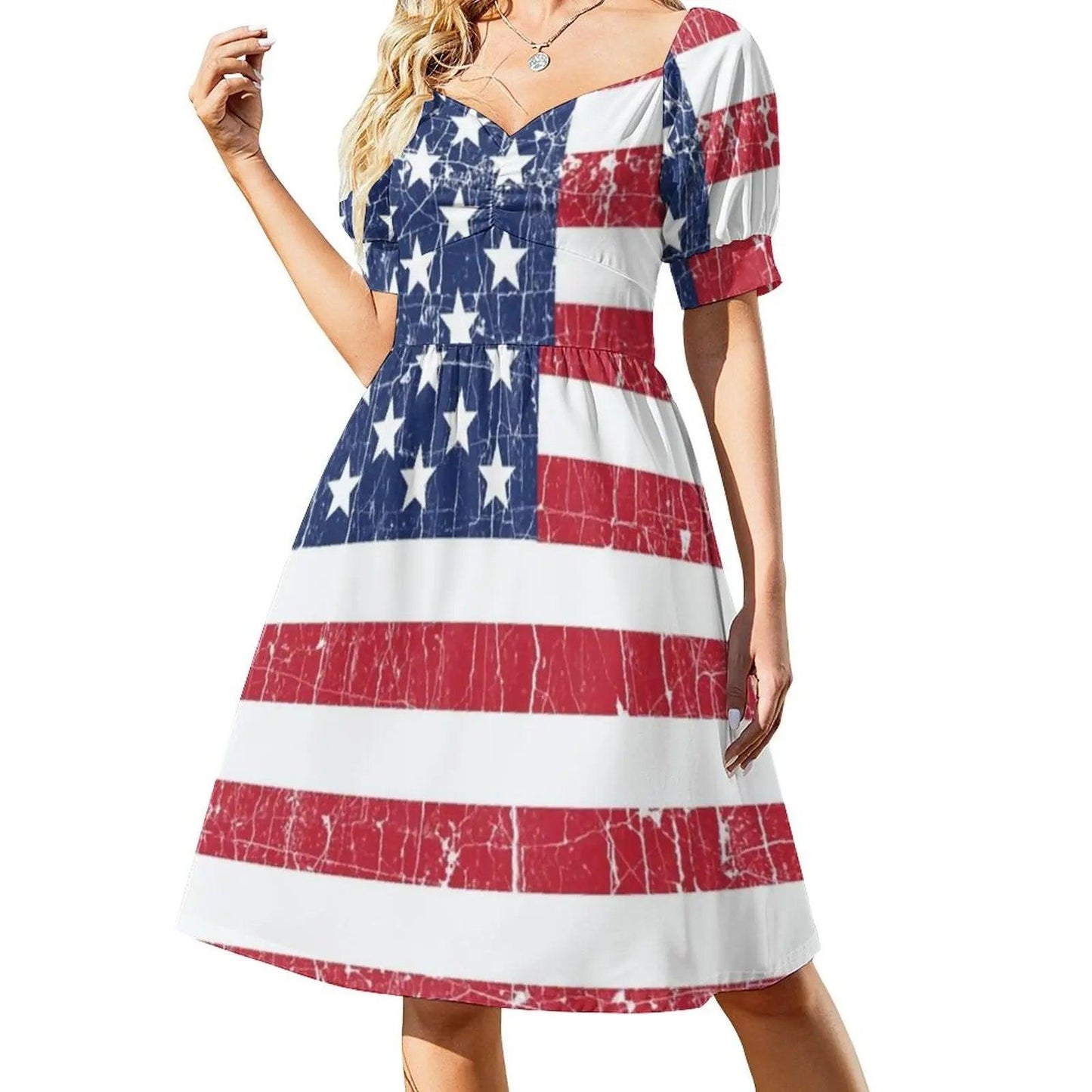 Soft American Flag Dress Sexy V Neck Celebrate USA Red White Blue Festival Dresses Basic Casual Dress Print Oversize Vestido - Premium dresses from Lizard Vigilante - Just $30.99! Shop now at Lizard Vigilante