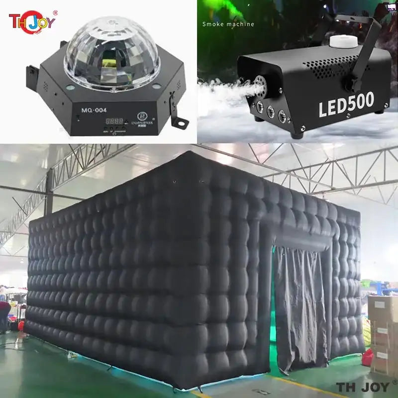 7x5m Disco Light N Fog Machine Black Cube Blow Up Bar Tent Inflatable Nightclub Portable Inflatable Party Tent Free Air Shipping