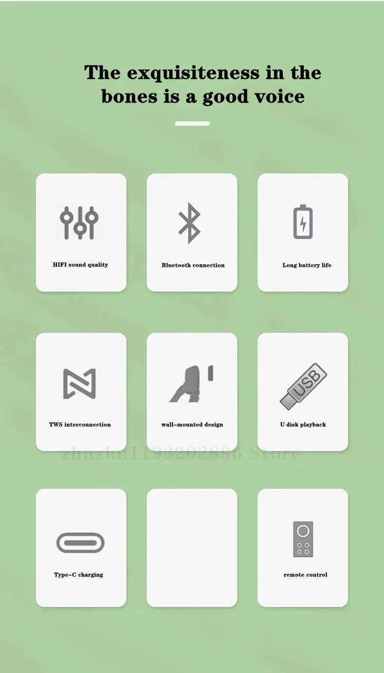 Shop Wall-mounted Bluetooth Speaker TWS Interconnection Built-in 4400 MAh Battery Boom Box Wireless 3D Surround Stereo Subwoofer