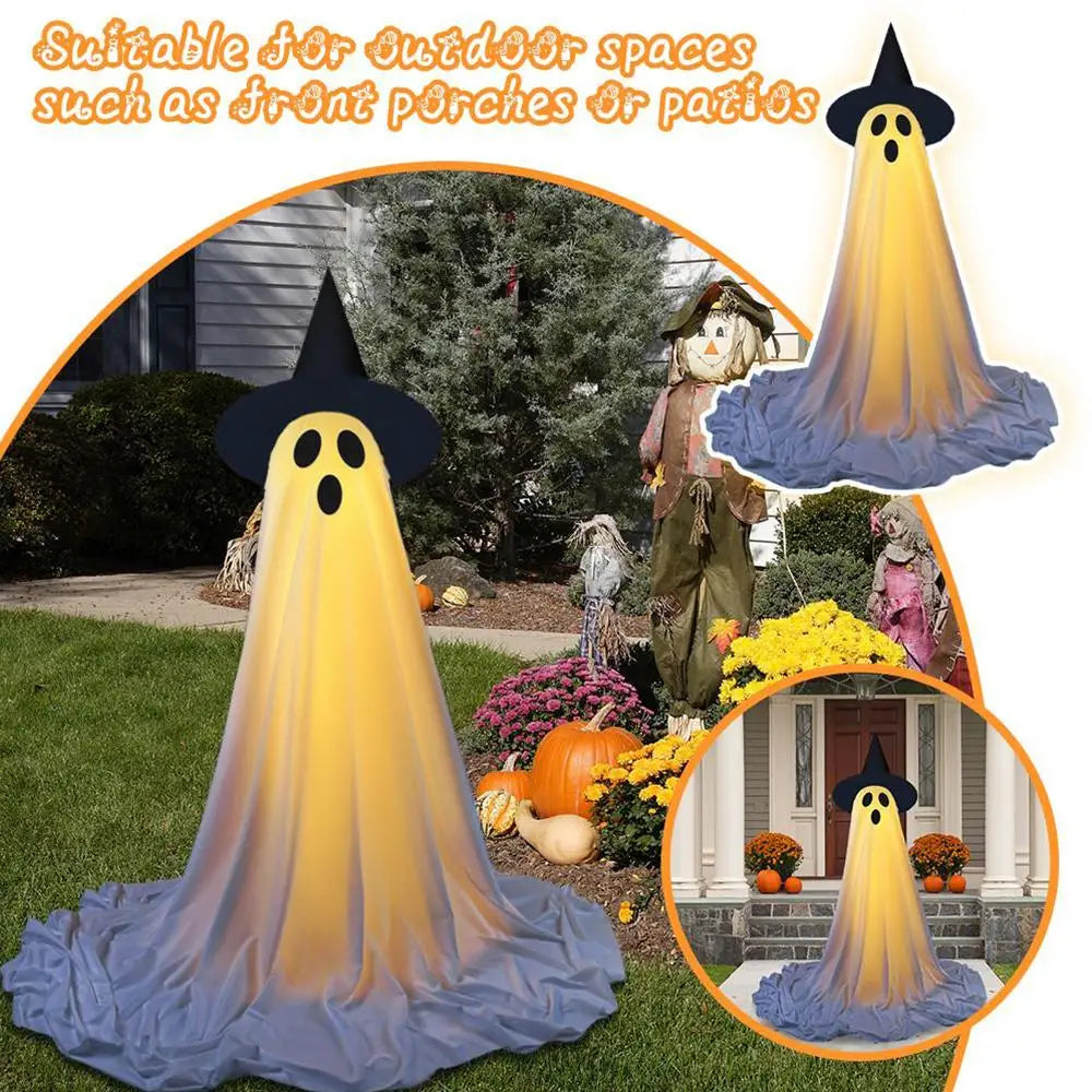 Lighted Spooky Ghost Decor Scary Standing Ghost with LED String Lights Home Porch Garden Yard Lawn Party Halloween Decorations