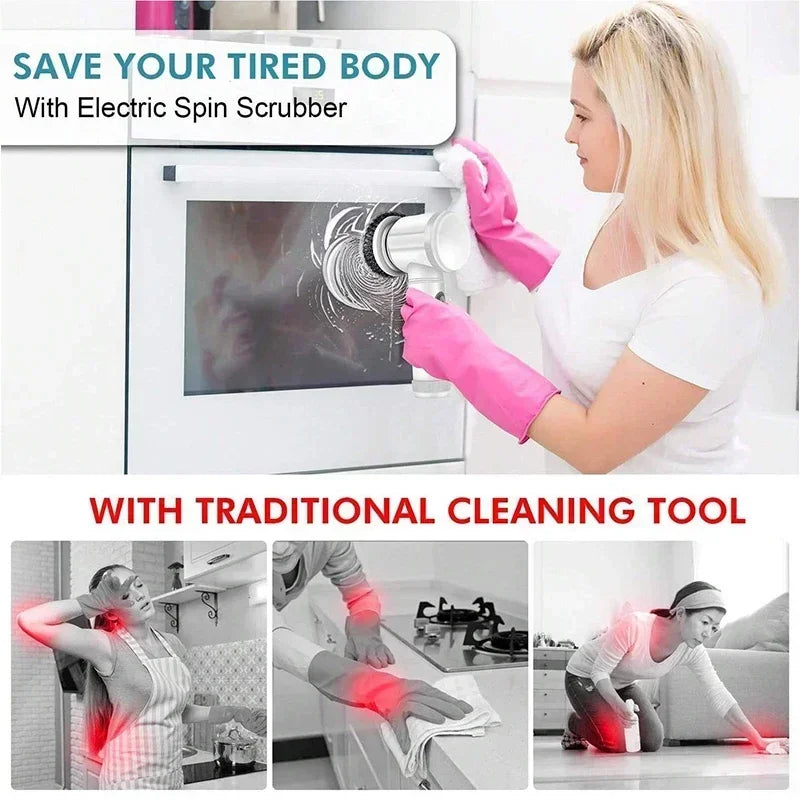 New Electric Spin Scrubber,Bathroom Cleaning Brush Power Scrubber with 5 Replaceable Brush Heads, 5 in 1 Electric Cleaning Brush - Premium  from Lizard Vigilante - Just $15.99! Shop now at Lizard Vigilante