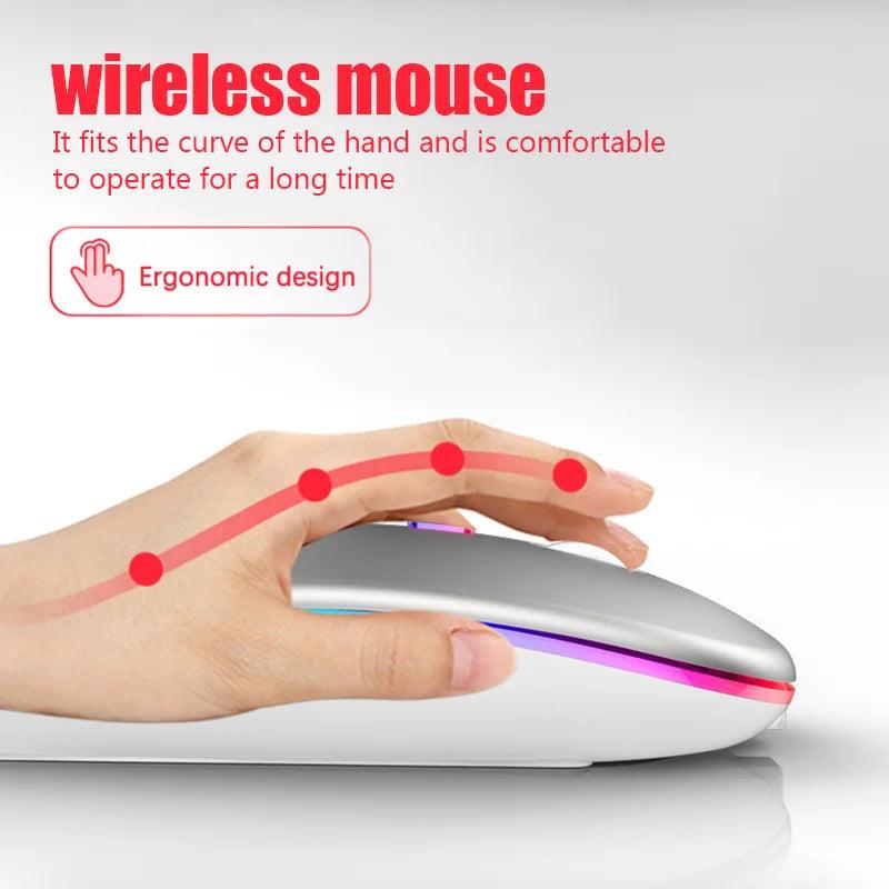 Rechargeable Bluetooth Wireless Mouse with 2.4GHz USB RGB 1600DPI Mouse for Computer Laptop Tablet PC Macbook Gaming Mouse Gamer - Lizard Vigilante