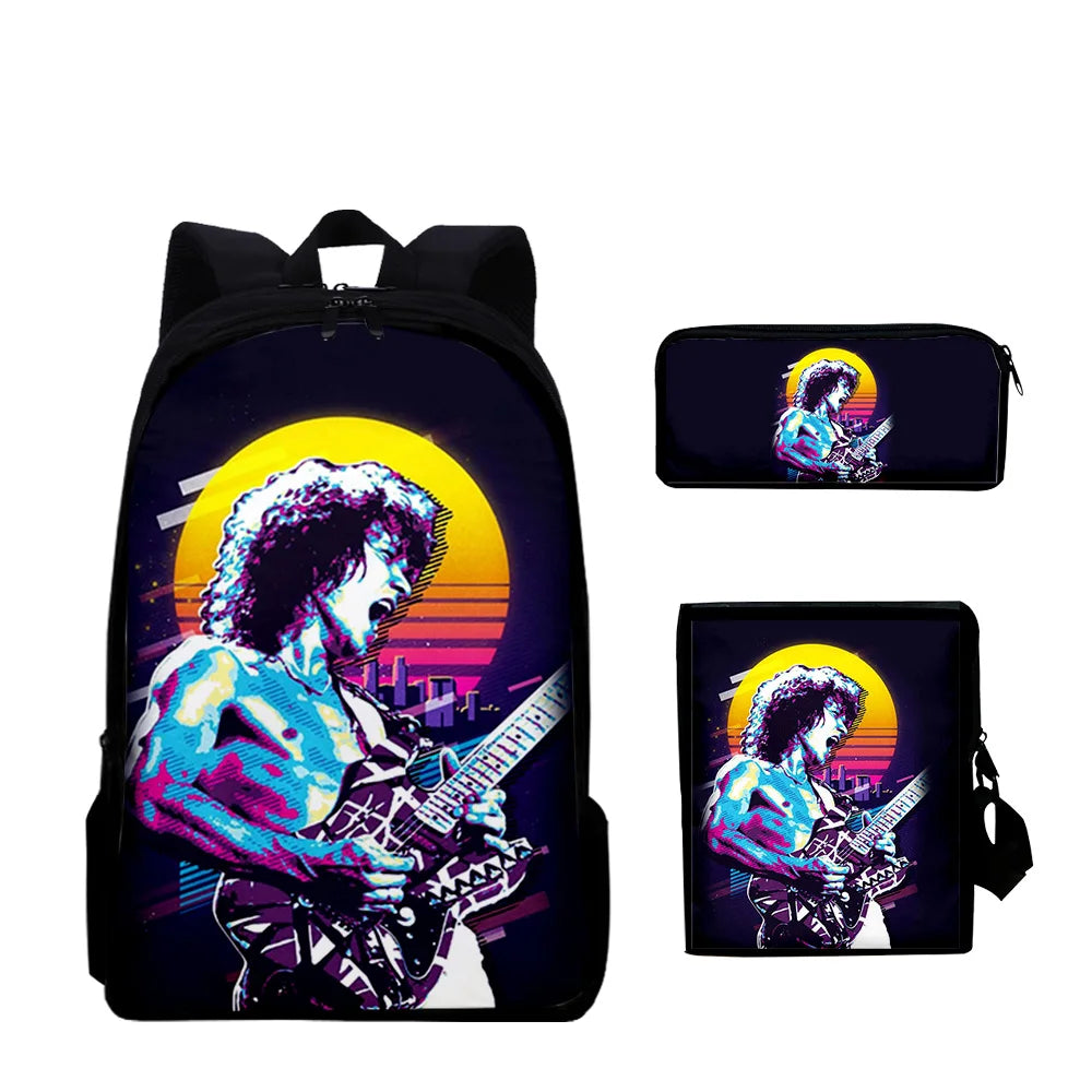 Eddie Van Halen 3pcs/Set 3D Print Student Travel bags Laptop Daypack Backpack Shoulder Bag Pencil Case - Premium backpack from Lizard Vigilante - Just $34.99! Shop now at Lizard Vigilante