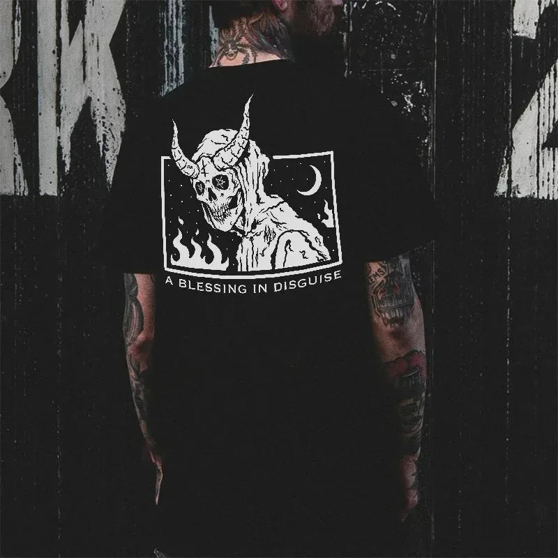 Gothic Punk Style Skull Graphic Men Tshirts Street Rock Hip-Hop Streetwear Grunge Heavy Metal Rock Top Oversized Tee Ropa Hombre - Premium  from Lizard Vigilante - Just $23.99! Shop now at Lizard Vigilante