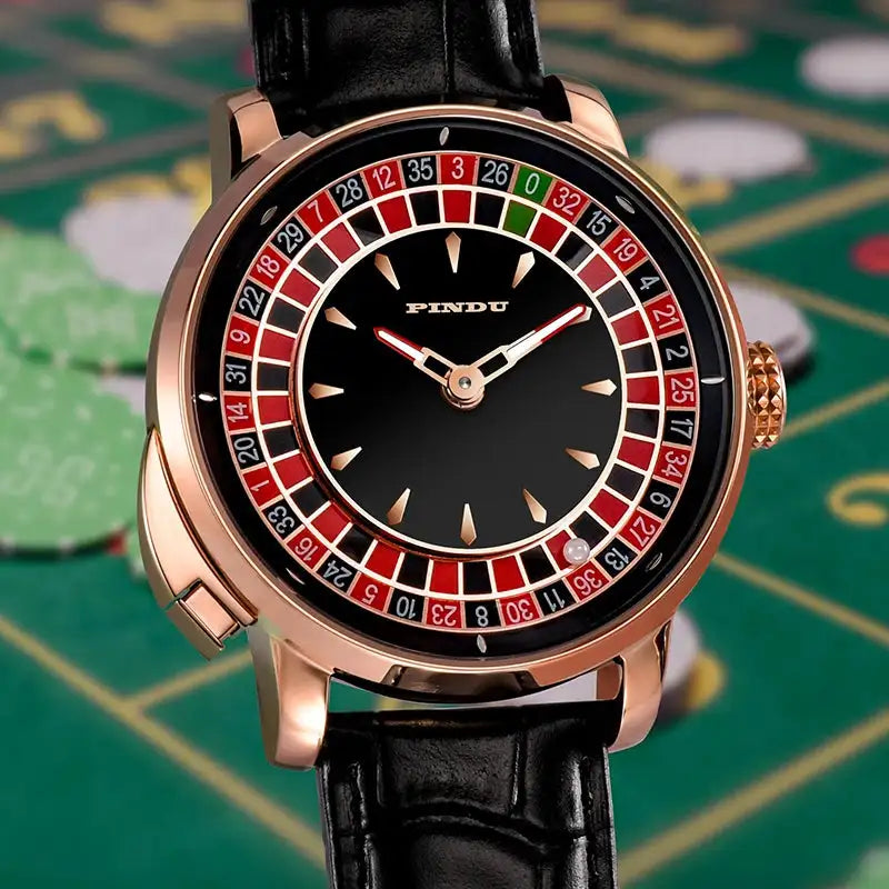 Pindu Player Gambling Series Men's Watch European Roulette Poker Game Fully Automatic Mechanical Sports Design Party Watch