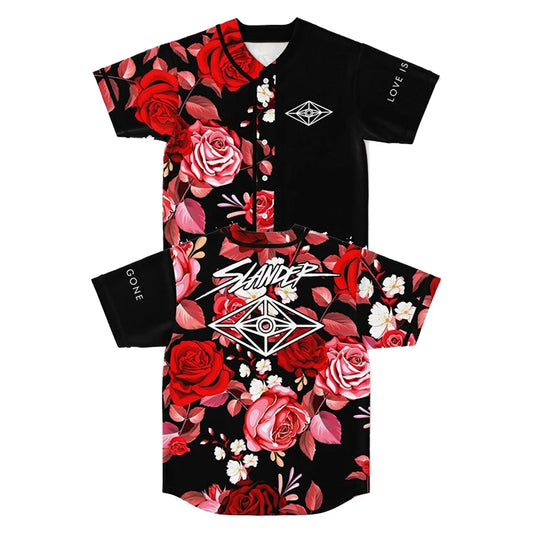 SLANDER: Love Is Gone Blood Rose Jersey — 3D Streetwear Button-Up for the Heartbroken & Hellbound - Premium jersey from dsers - Just $52.22! Shop now at Lizard Vigilante