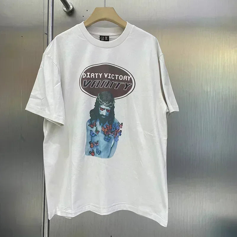 Men Women High Street Vintage Washed Black T-Shirt Top Quality Cototn TEE 3D Cracked Letters Logo Print Saint T Shirt With Tags - Premium  from Lizard Vigilante - Just $64.99! Shop now at Lizard Vigilante