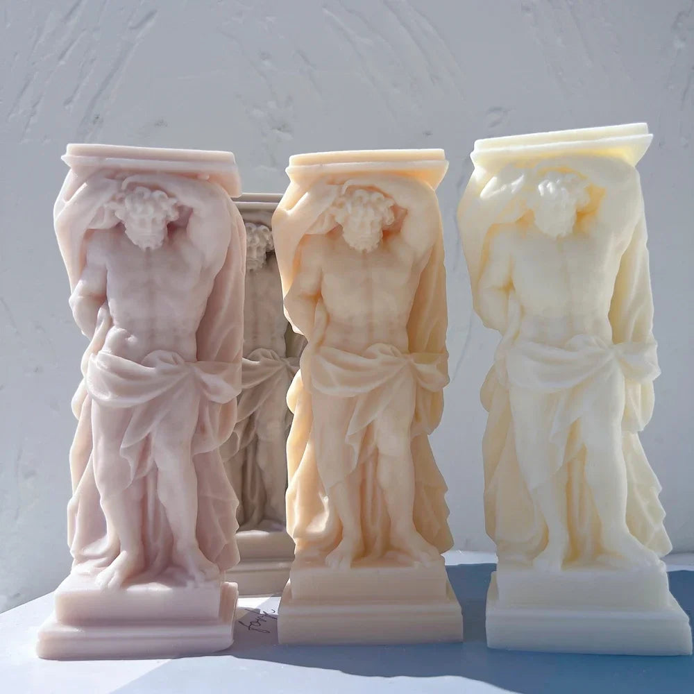 Atlant Statue Silicone Mold Unique Bust Sculpture Soy Wax Candle Mould Greek Mythology Home Decor