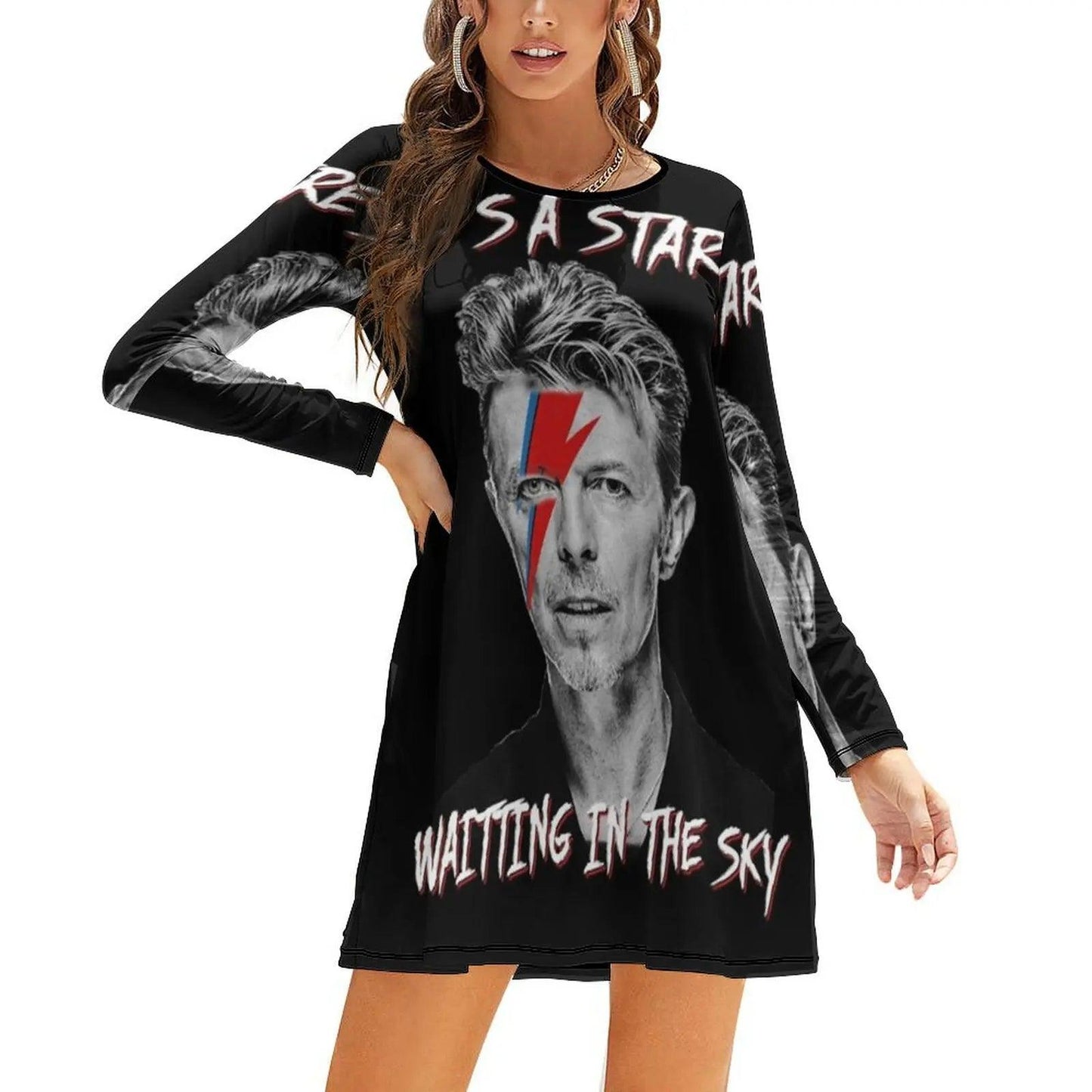 There’s A Starman Waiting In The Sky David Bowie Vintage Evening Party Dresses Midi Sexy Dress Female Sweet One Piece Korean Style - Premium dress from Lizard Vigilante - Just $28.99! Shop now at Lizard Vigilante