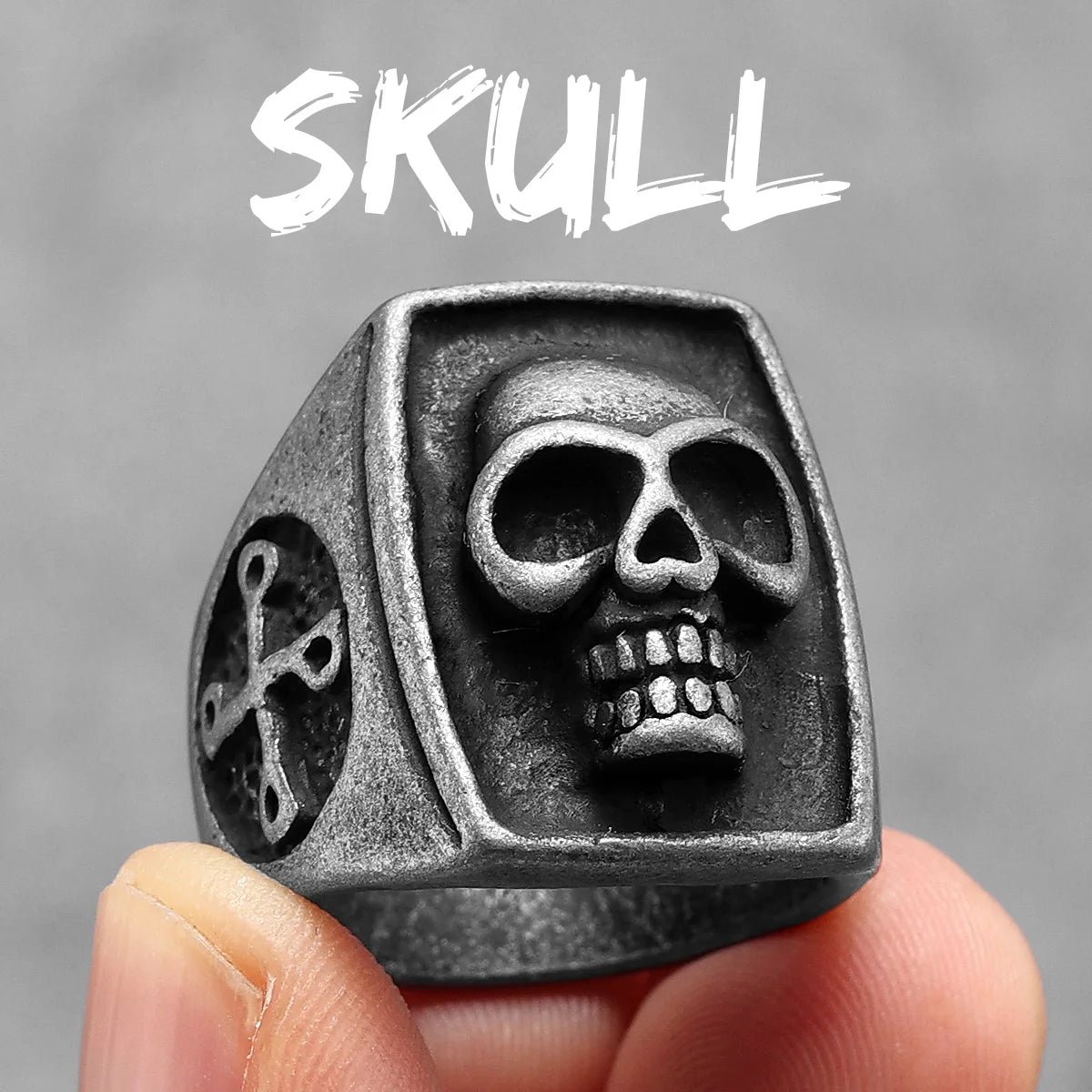 Phantom Skull Men's Stainless Steel Ring | Vintage Black Gothic Punk Rock Jewelry for Men & Women | Simple Fashion Accessories - Premium ring from Lizard Vigilante - Just $19.99! Shop now at Lizard Vigilante