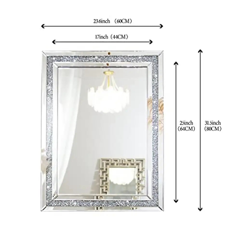 Crushed Diamond Beveled Wall Mirror - Elegant and Modern - Premium  from Lizard Vigilante - Just $270.99! Shop now at Lizard Vigilante