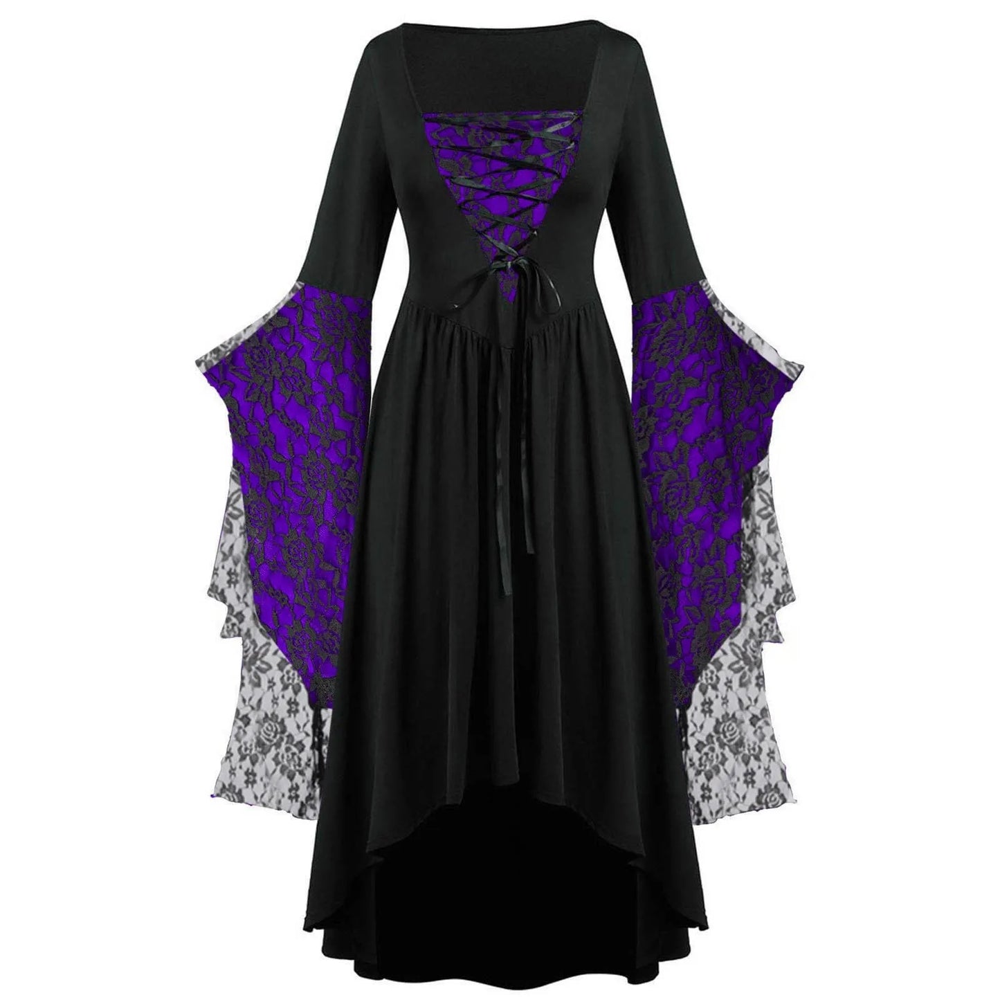 Gothic Clothes For Women Halloween Flare Sleeve Lace Skeleton Punk Dresses Plus Size Retro Medieval Costume Women Gothic Dress - Premium  from Lizard Vigilante - Just $23.99! Shop now at Lizard Vigilante