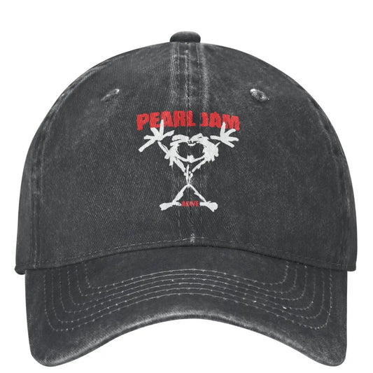 Pearl Jam Emblem Rock Grunge Band Baseball Cap – Unisex Distressed Washed Casual Summer Hat - Premium hats from Lizard Vigilante - Just $23.88! Shop now at Lizard Vigilante