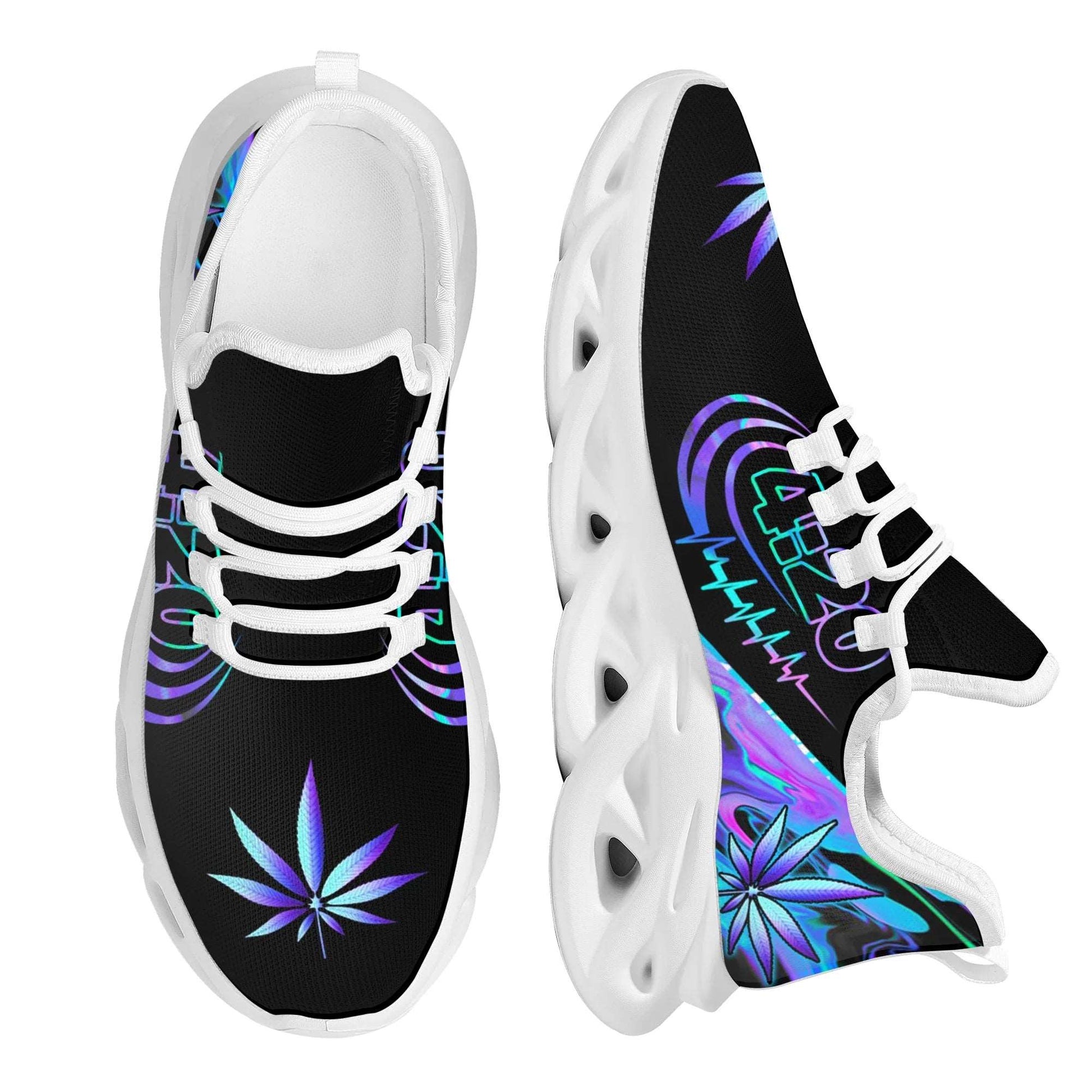 420 Blue Trippy Weed Pot Pattern Ladies Flat Shoes Comfortable Lace up Marijuana Sneakers Lightweight Women Footwear - Premium  from Lizard Vigilante - Just $59.99! Shop now at Lizard Vigilante