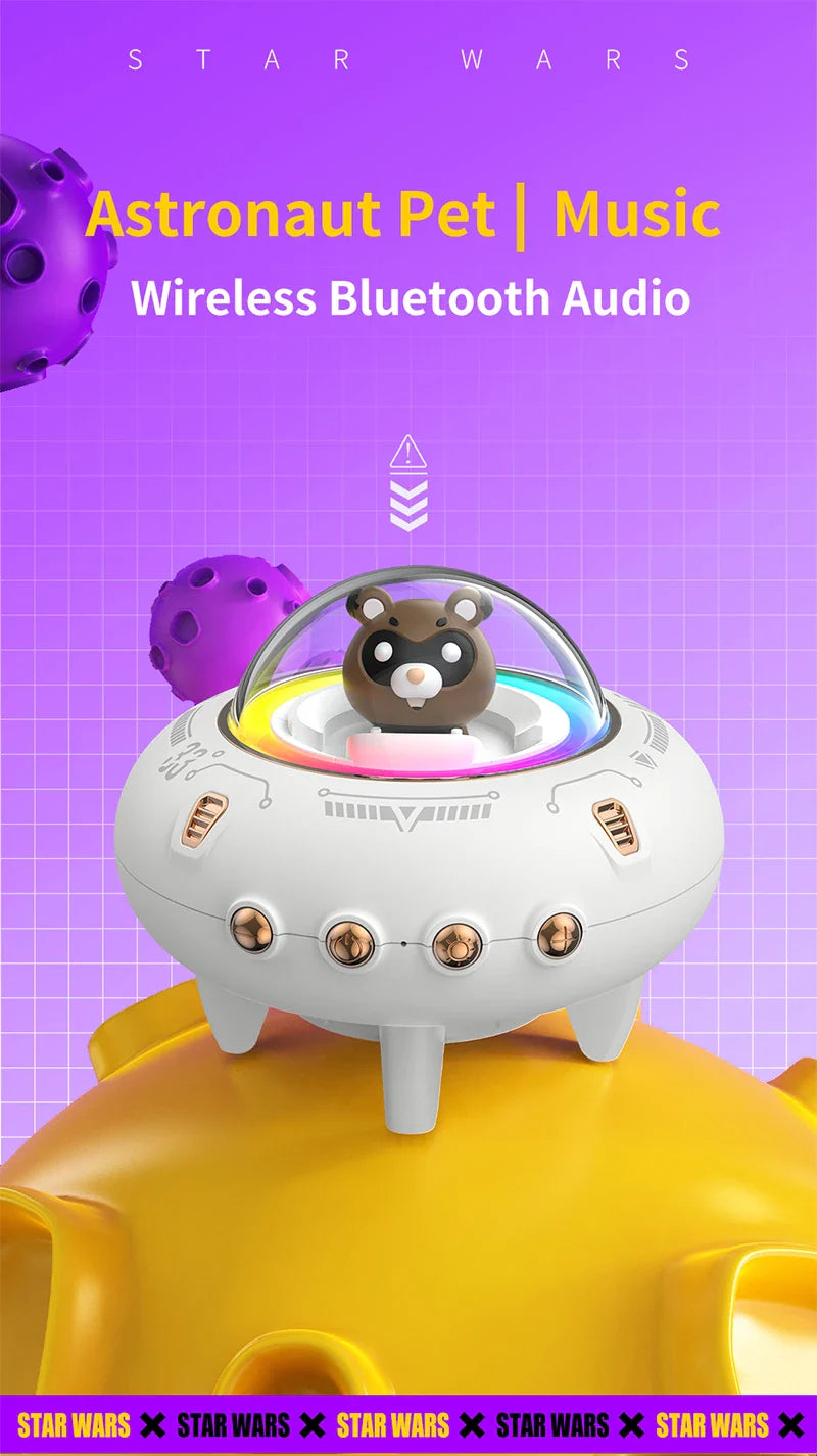 New Mini Computer Speaker Portable Bluetooth Speaker RGB LED Light UFO Spaceship Audio Wireless Speaker Best Gift Support TF