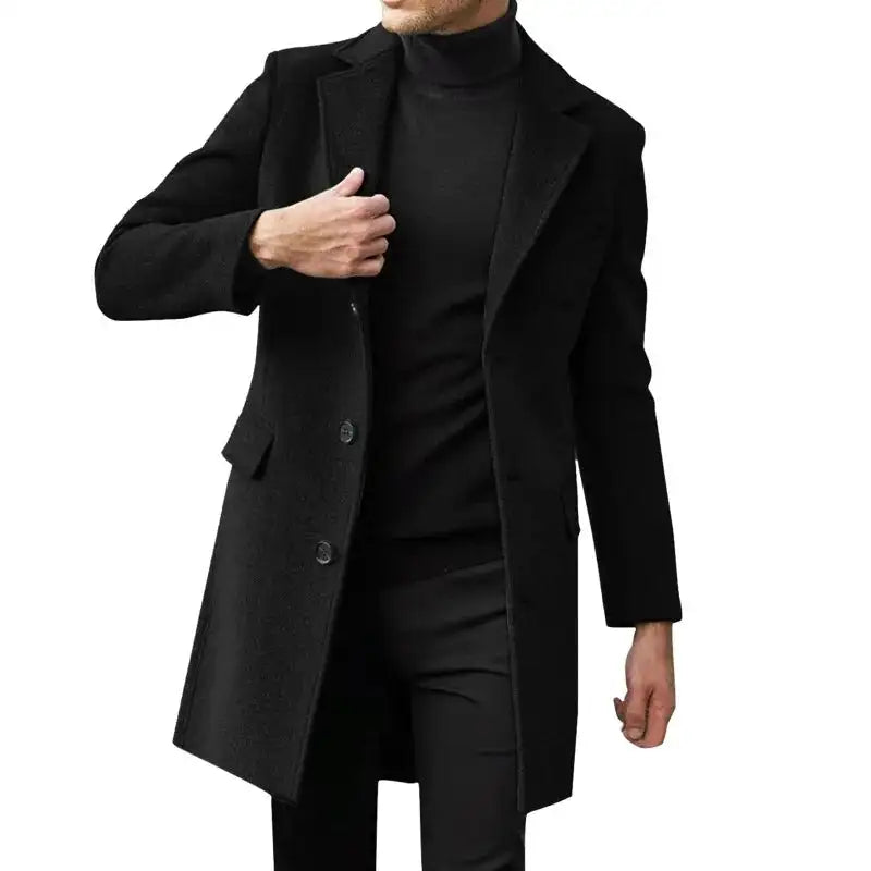 2023 Autumn and Winter New Men's Windbreaker British Long sleeved Woolen Coat Fashion Trend Coat Suit Single breasted