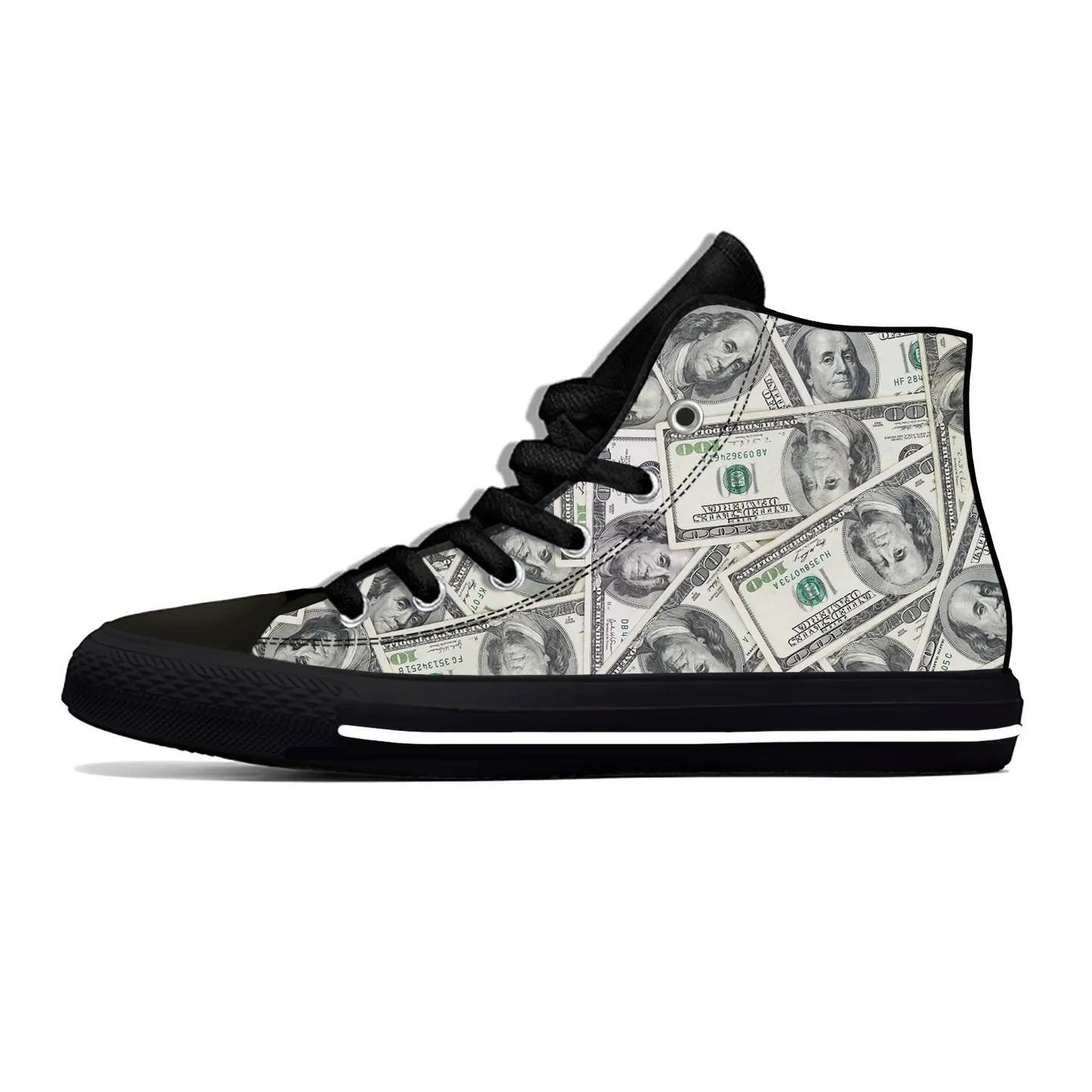 Dollar Bills Dollars Money Anime Cartoon Funny Latest Casual Shoes High Top Men Women Sneakers Classic Board Shoes - Premium high top shoes from Lizard Vigilante - Just $39.99! Shop now at Lizard Vigilante