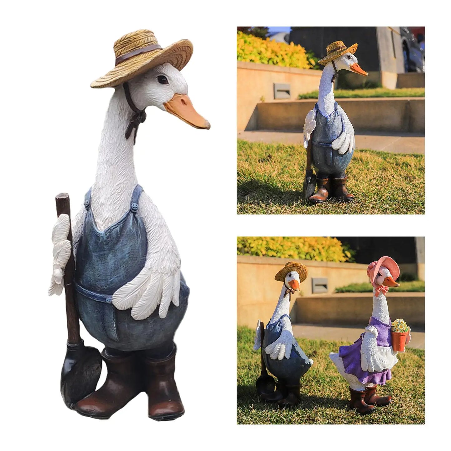 Resin Duck Garden Statue Sculpture Figurine Ornament Courtyard Decorative