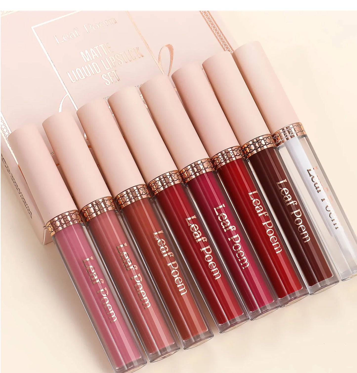 8 pcs matte liquid lipstick, lip glaze - waterproof, non-stick, long-lasting lip gloss, brown, pink, purple and red tones, suitable for Valentine's Day, daily, parties, travel