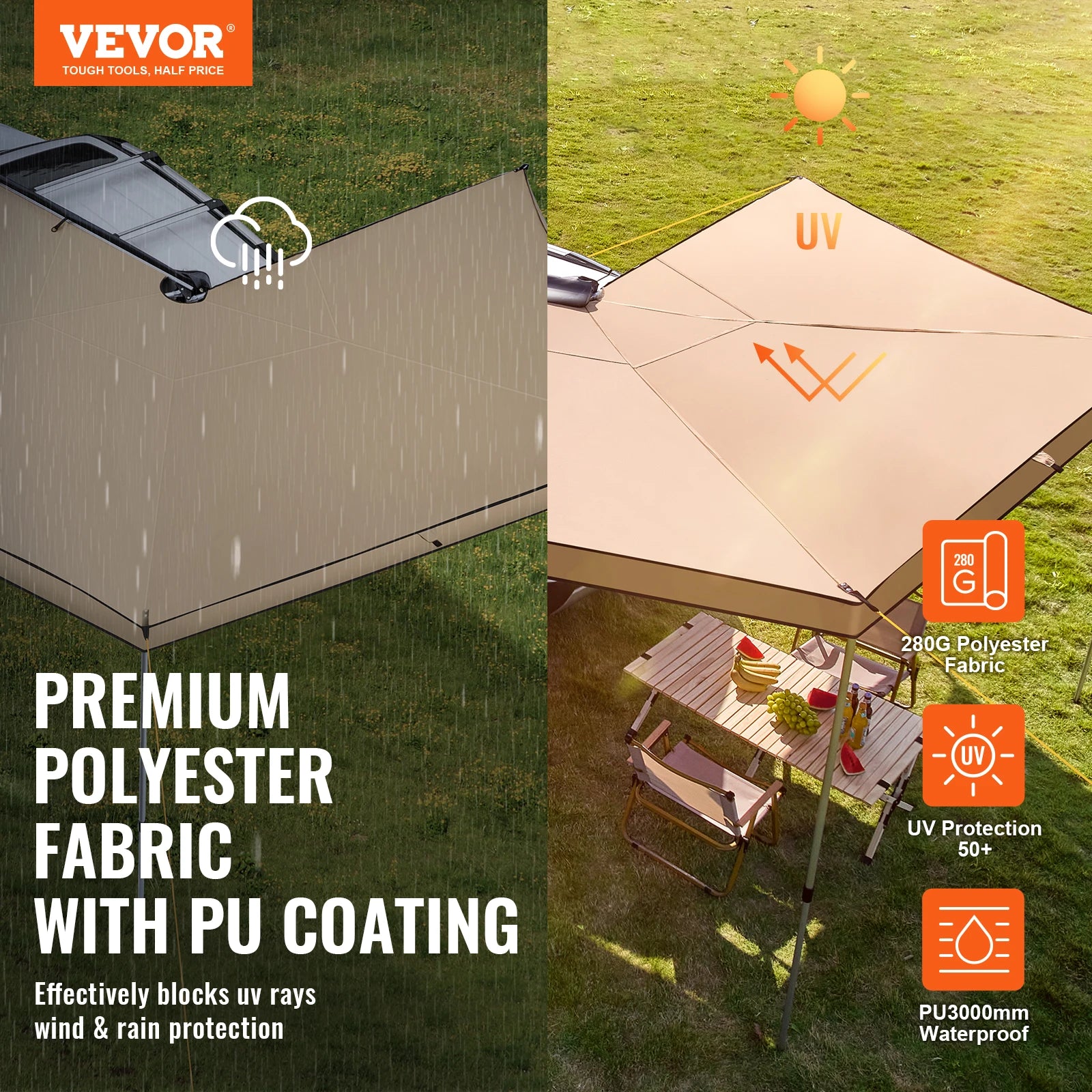 VEVOR Retractable Car Side Awning with Waterproof Storage Bag - Premium awning from Lizard Vigilante - Just $288.88! Shop now at Lizard Vigilante