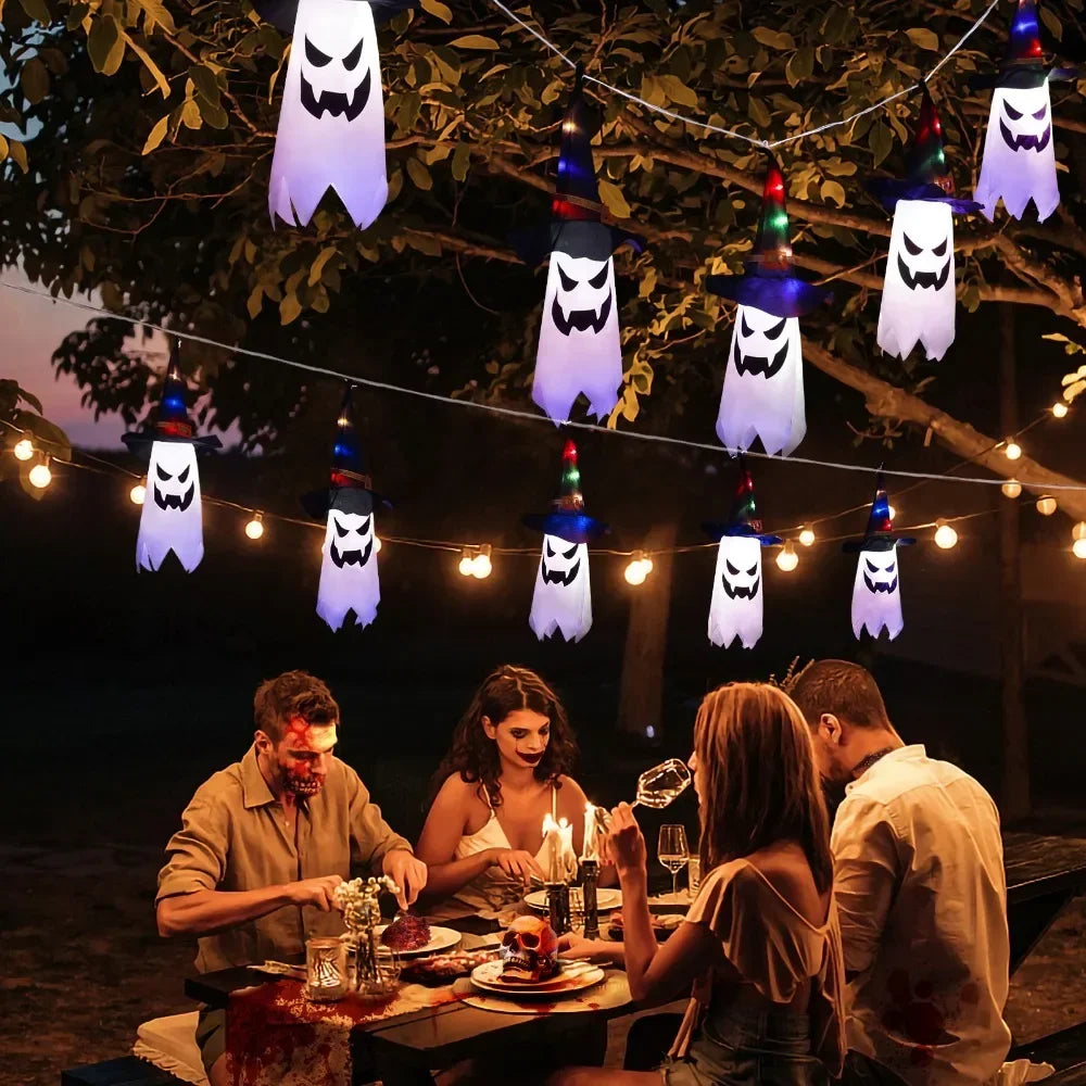 New Halloween Horror Atmosphere Creative Hanging Decorations Haunted House Scene Decoration LED Lights Ghost Party Garden