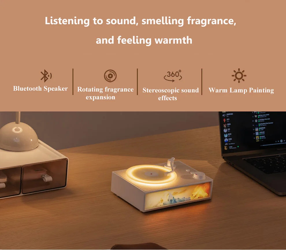 Wireless Vintage Bluetooth Speaker Portable Aromatherapy Atmosphere Light Painting Surround Sound MP3 Music Player Long Enduranc