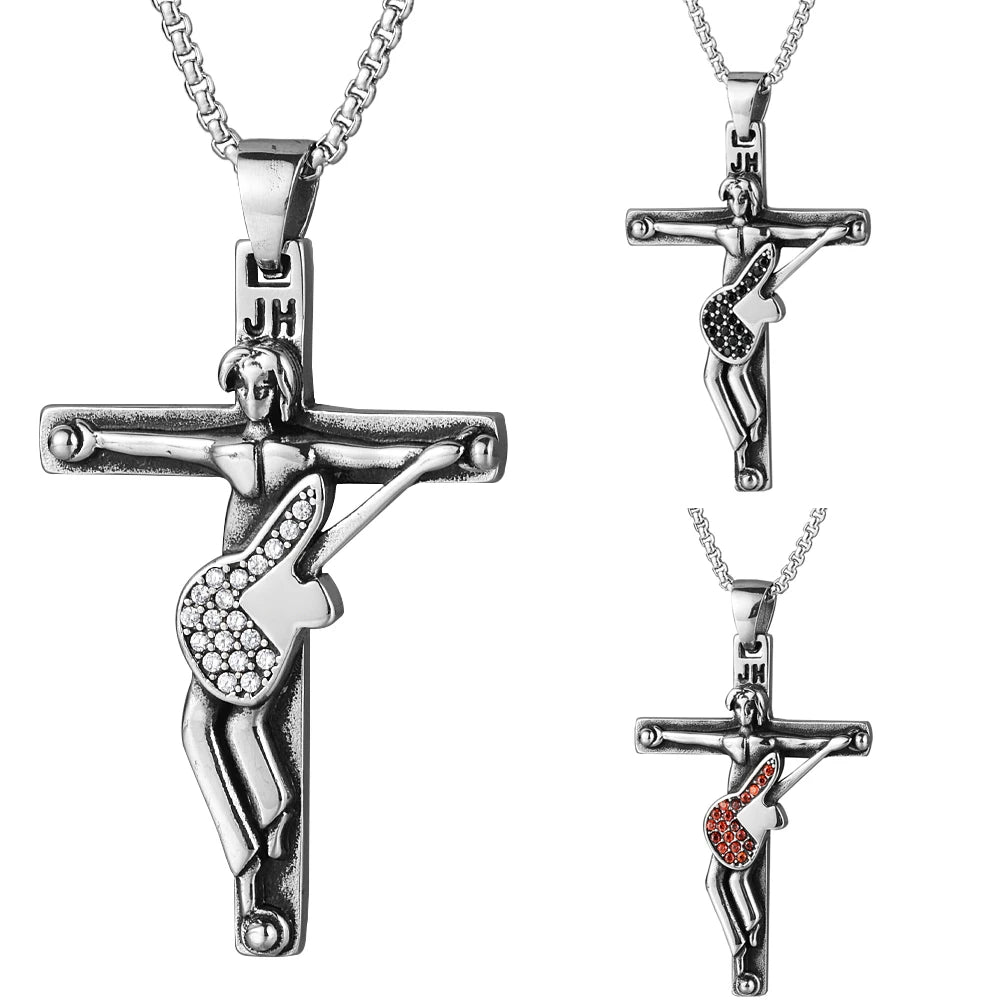 The French Thunder Cross Necklace — Johnny Hallyday Guitar Soul Pendant