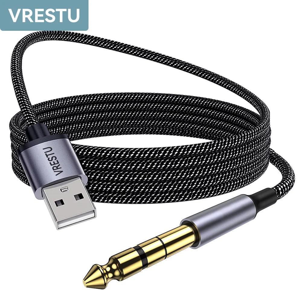 USB to 6.35mm Jack Guitar Cable 6.5 1/4'' TRS Male to Computer USB Interface Audio Adapter for Instruments Guitar Speakers Mixer - Lizard Vigilante