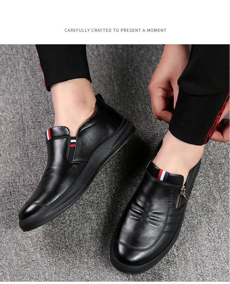 Leather shoes for men in spring new Korean casual leather shoes small white shoes fashionable and trendy breathable driving shoe - Premium  from Lizard Vigilante - Just $22.99! Shop now at Lizard Vigilante