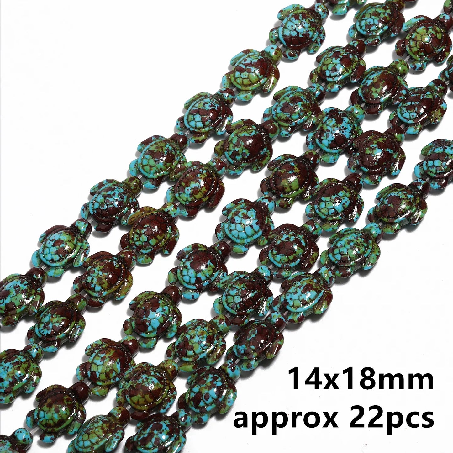 14x18mm 22pcs Sea Turtle Random Color Mix Natural Turquoise Stone Beads Bead for Jewelry Making DIY Ocean Series Bracelet