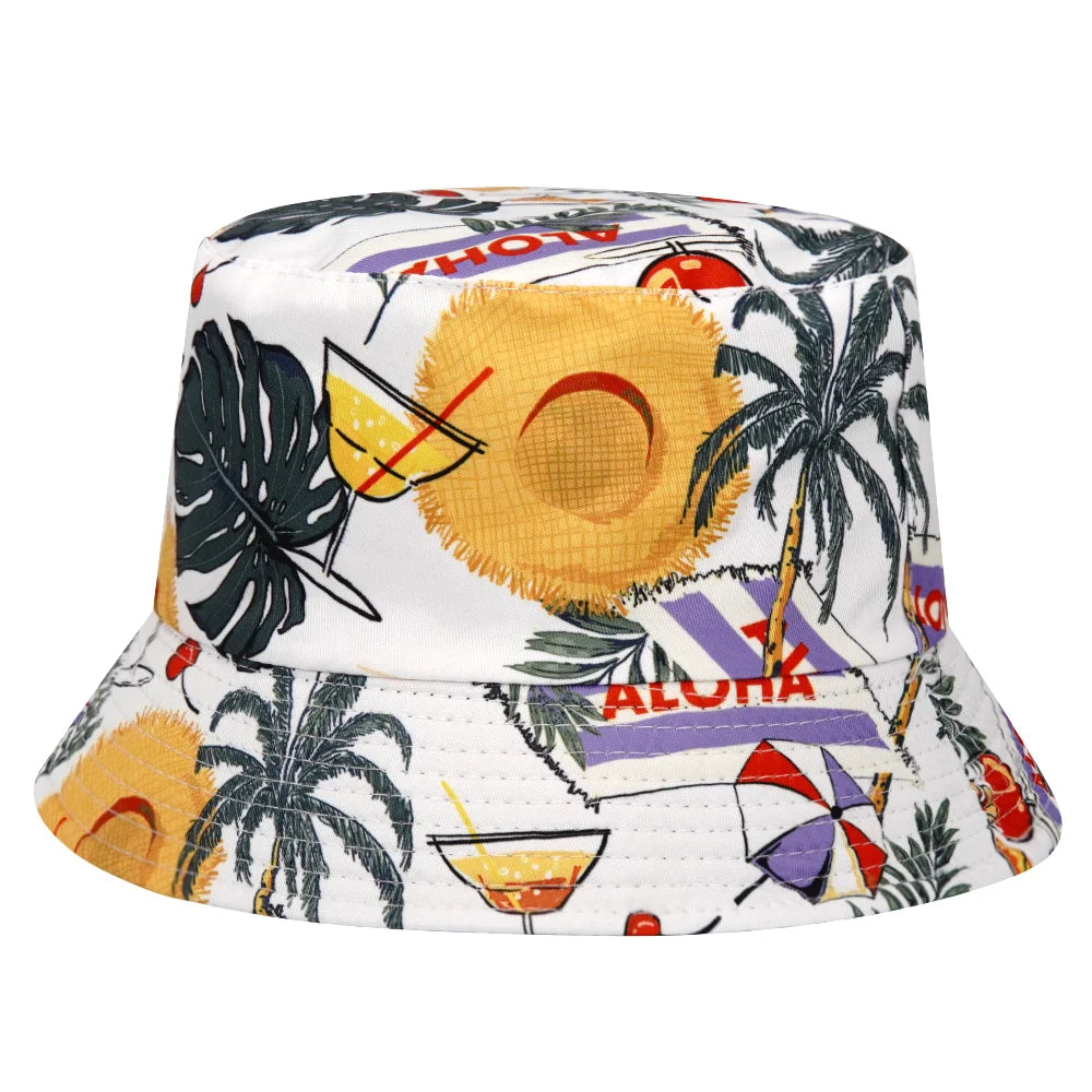 Summer Sun Protection Bucket Hat for Men Women Panama Cap Print Hip Hop Gorros Fishing Fisherman Hat Double Side Wear Fashion - Premium T-Shirts from Lizard Vigilante - Just $7.99! Shop now at Lizard Vigilante