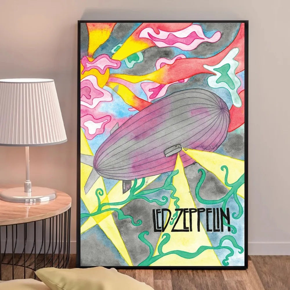 Retro Zeppelin Sticky Poster – Aesthetic Kraft Paper Wall Art for DIY Room Decoration - Premium poster from Lizard Vigilante - Just $15.99! Shop now at Lizard Vigilante