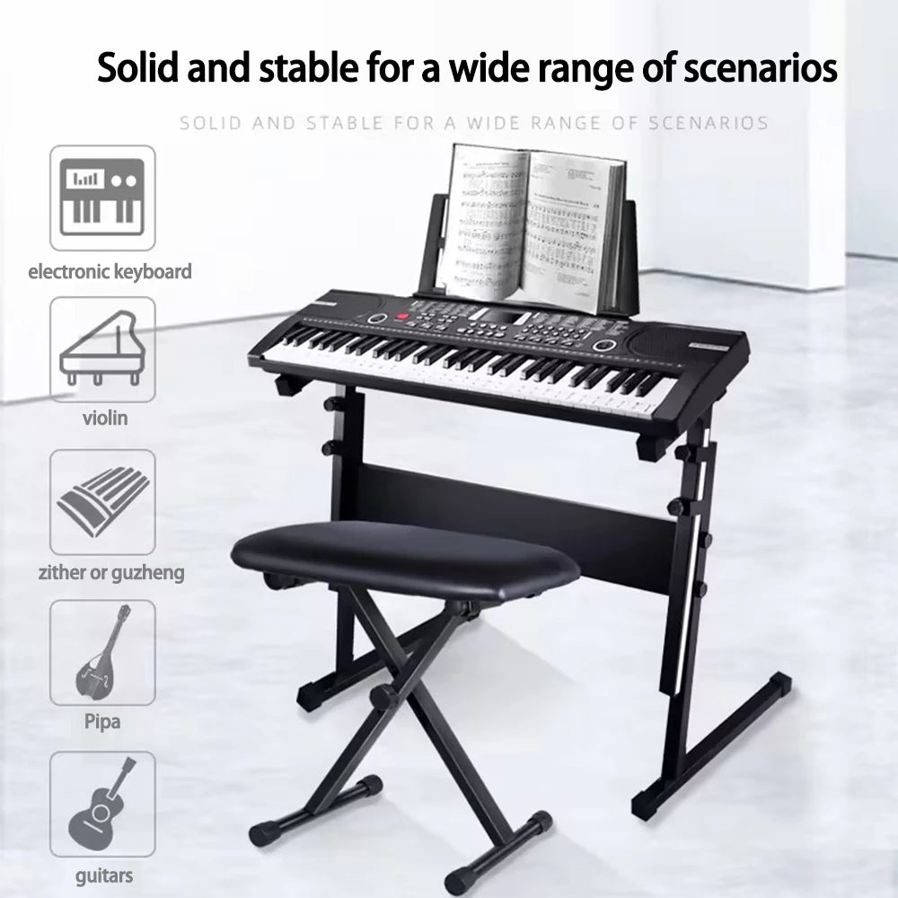 Glarry Adjustable Folding Piano Bench Stool Seat Black - Premium piano bench from Lizard Vigilante - Just $72.99! Shop now at Lizard Vigilante