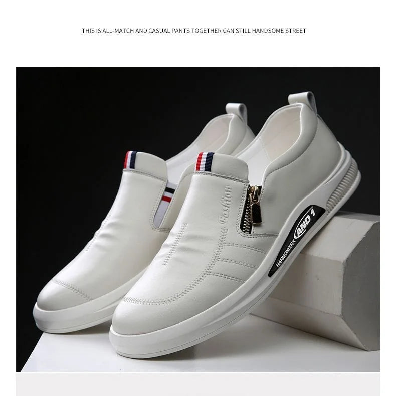 Leather shoes for men in spring new Korean casual leather shoes small white shoes fashionable and trendy breathable driving shoe - Premium  from Lizard Vigilante - Just $22.99! Shop now at Lizard Vigilante