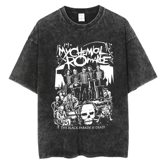 My Chemical Romance The Black Parade Retro Washed T-Shirt – Unisex Gothic Cotton Streetwear, Loose Fit Casual Tee - Premium t-shirt from Lizard Vigilante - Just $26.66! Shop now at Lizard Vigilante