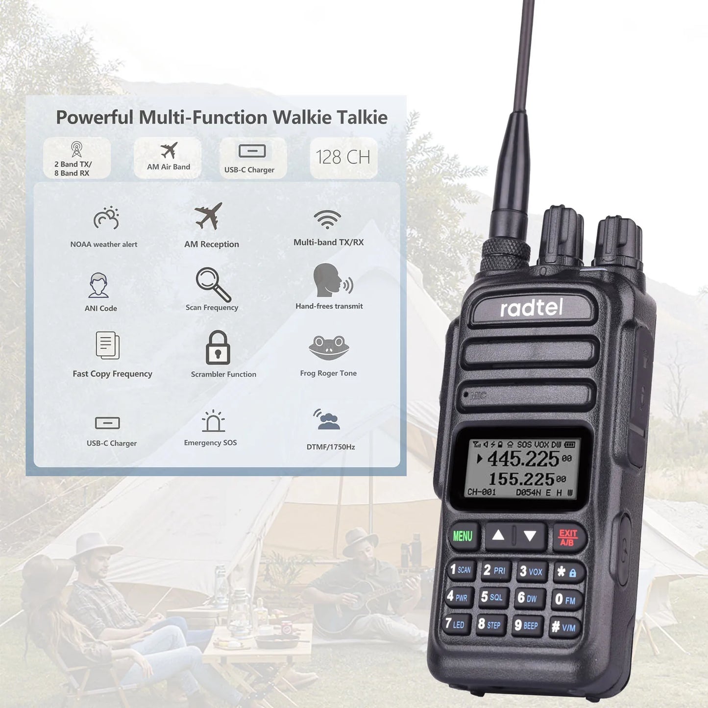 Radtel RT-830 NOAA Weather Channel 6 Bands Amateur Ham Two Way Radio 128CH  Walkie Talkie Air Band Color Police Scanner  Marine - Premium  from Lizard Vigilante - Just $64.79! Shop now at Lizard Vigilante