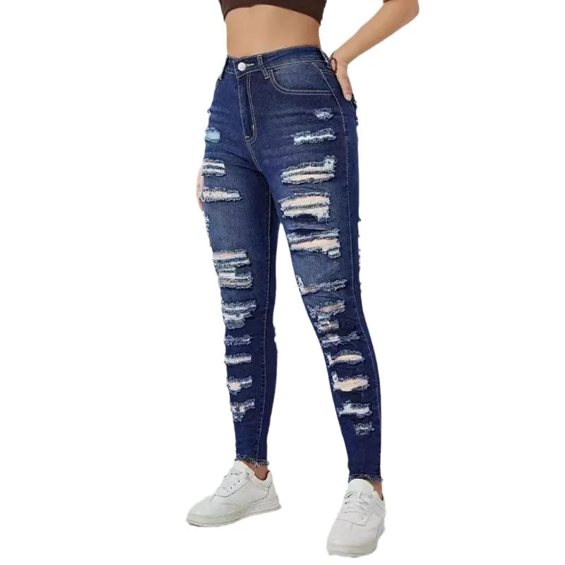 Kalenmos Y2K Time-Traveler Jeans: High-Waist Spliced Mom Jeans for Women – Elegant Pencil Pants That Make Basic Denim Cry in the Fitting Room - Premium  from Lizard Vigilante - Just $33.88! Shop now at Lizard Vigilante