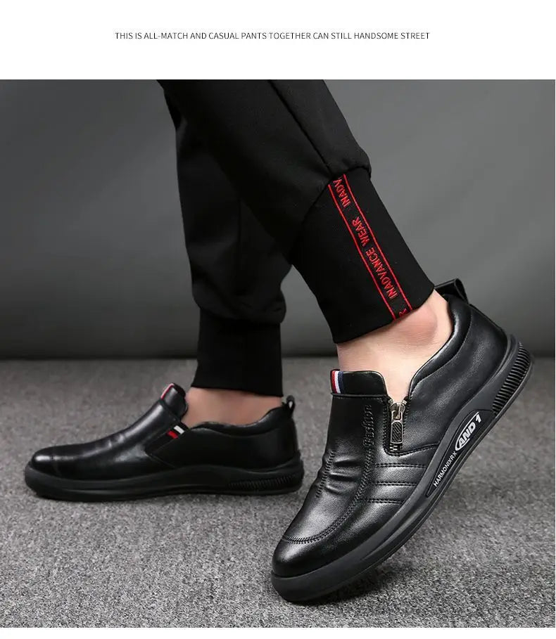 Leather shoes for men in spring new Korean casual leather shoes small white shoes fashionable and trendy breathable driving shoe - Premium  from Lizard Vigilante - Just $22.99! Shop now at Lizard Vigilante