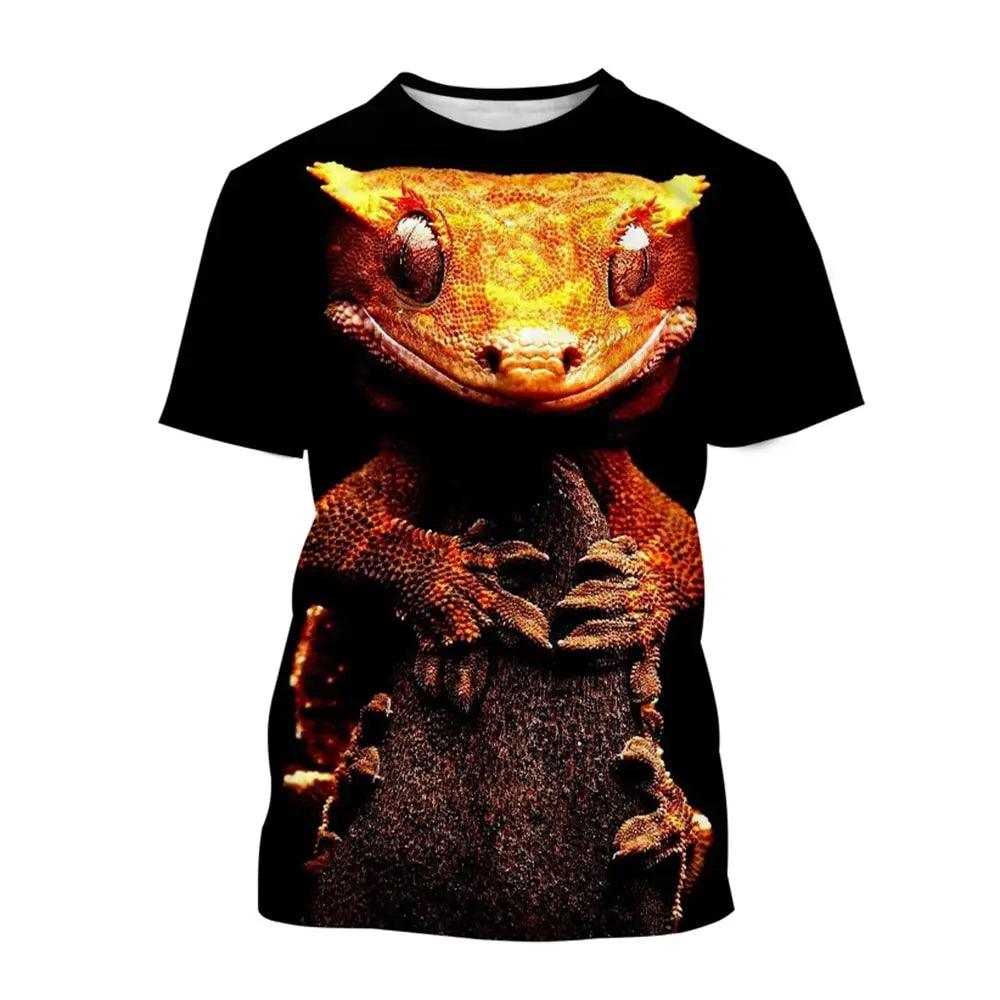 Reptile Gecko Lizard 3D Print T-shirt Summer Funny Animal T Shirts Men O-Neck Short Sleeve Streetwear Kids Oversized Harajuku Tee Tops - Lizard Vigilante