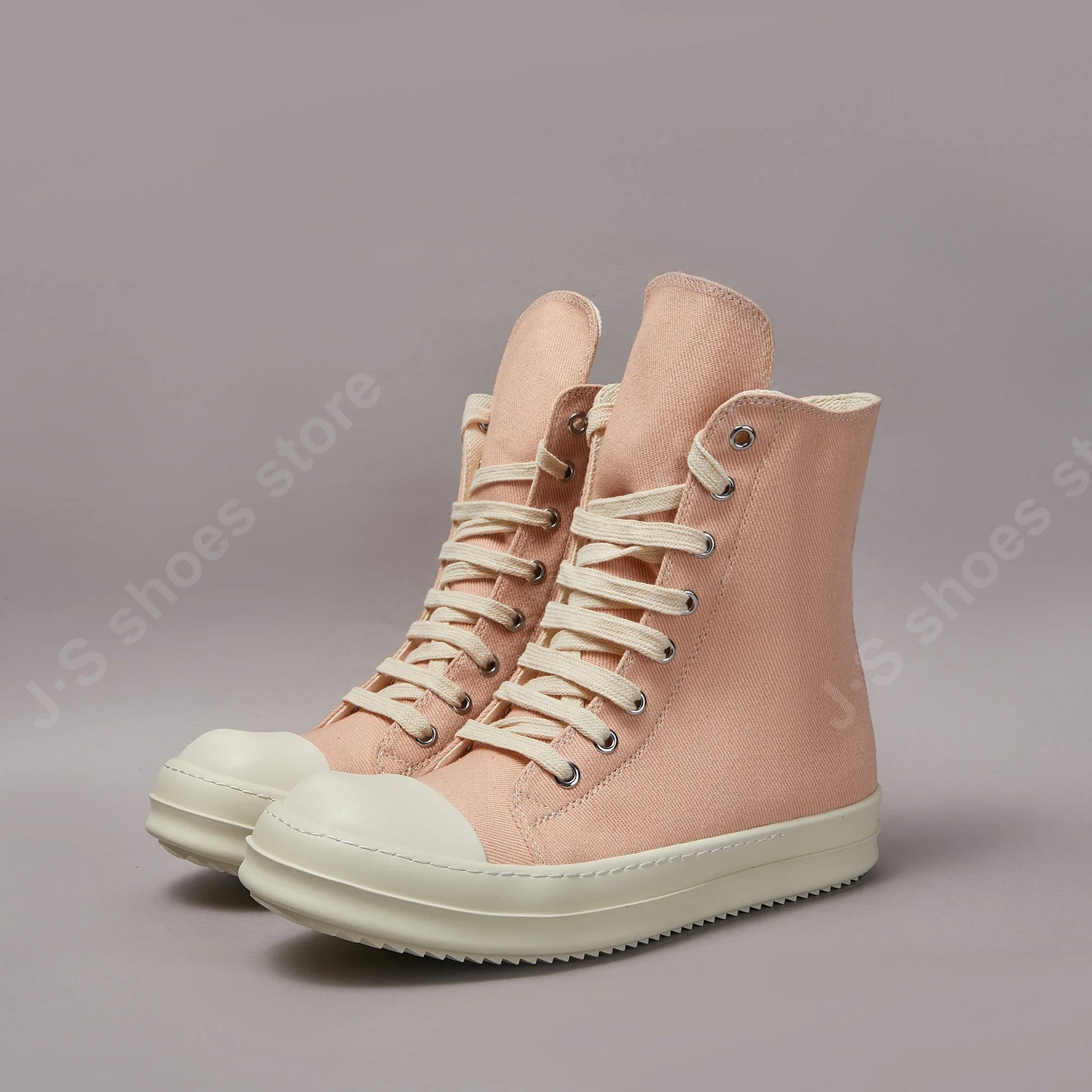 Ricks Casual Shoes Women Pink Canvas Shoes High Tops Men Sneaker Owens Ankle Boot Zipper Thick Sole Flat Shoes Luxury Sneakers - Premium  from Lizard Vigilante - Just $164.99! Shop now at Lizard Vigilante