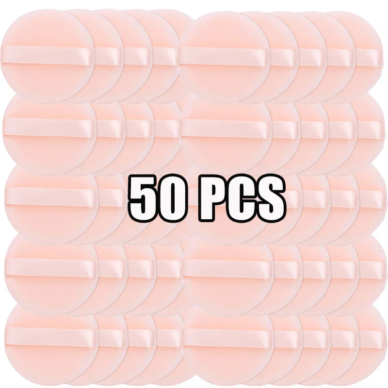 100PCS Round Shape Velvet Loose Powder Puff Plush Soft Washable Foundation Sponge Cosmetics Puff Professional Beauty Makeup Tool