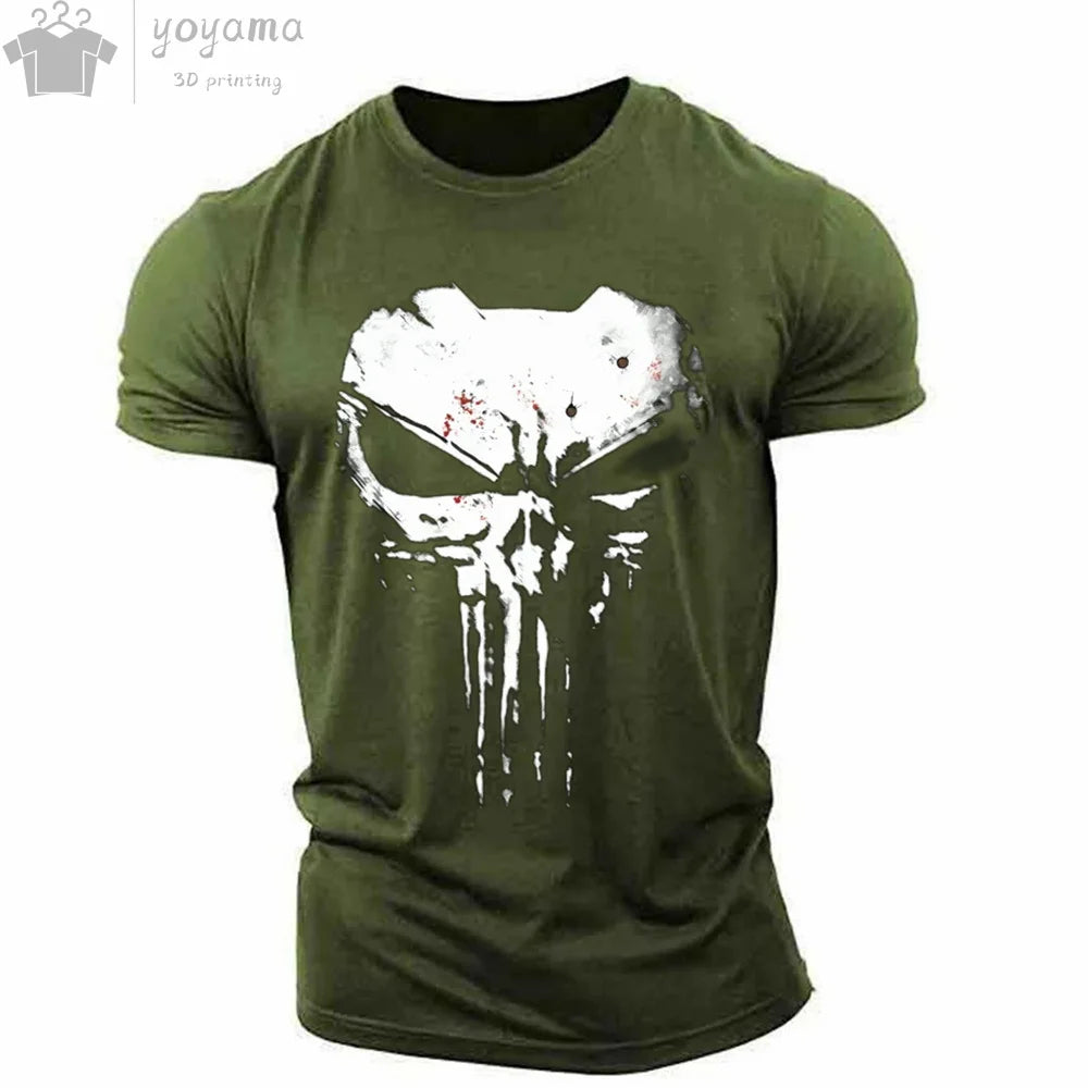 Men's T Shirt 3d Print Military Patriotic Skull O-Neck T Shirt Oversized T-Shirt Short-Sleeved Tee Sportswear Men's Clothing Top - Premium t-shirt from Lizard Vigilante - Just $23.88! Shop now at Lizard Vigilante