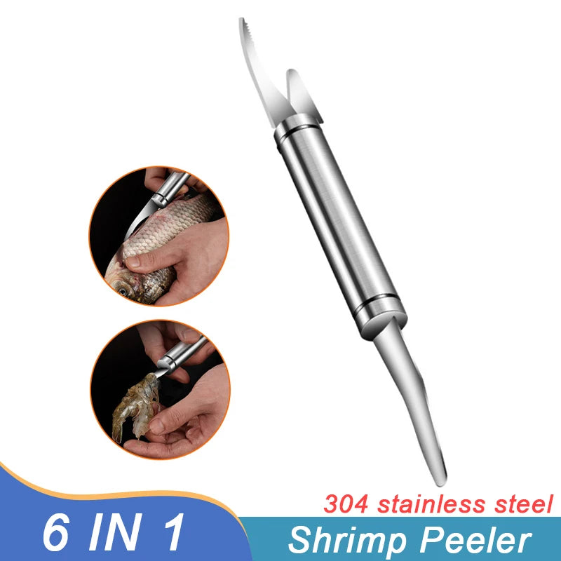 Stainless Steel Shrimp Peeler & Deveiner – 6-in-1 Multifunctional Seafood Peeling & Cutting Tool - Premium knives from dsers - Just $8.99! Shop now at Lizard Vigilante