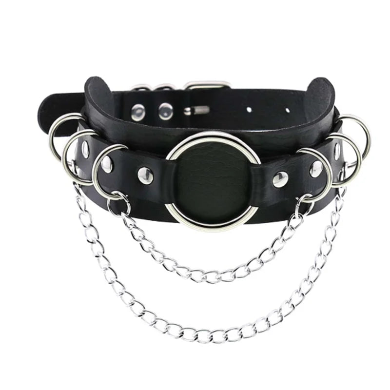 Harajuku Punk Rock Goth Choker - PU Leather Rivet Heart Cross Spike Necklace for Women, Hip Hop Bondage Jewelry - Premium choker from Lizard Vigilante - Just $23.88! Shop now at Lizard Vigilante