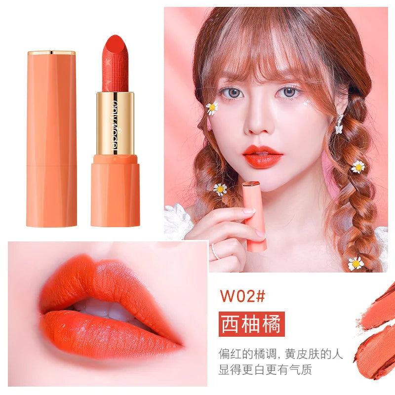 Orange Lipstick Waterproof Long Lasting Matte Lipsticks Resistant Lip Stick Velvet Lip Tint Women Cosmetic Sexy Lip Glaze Makeup