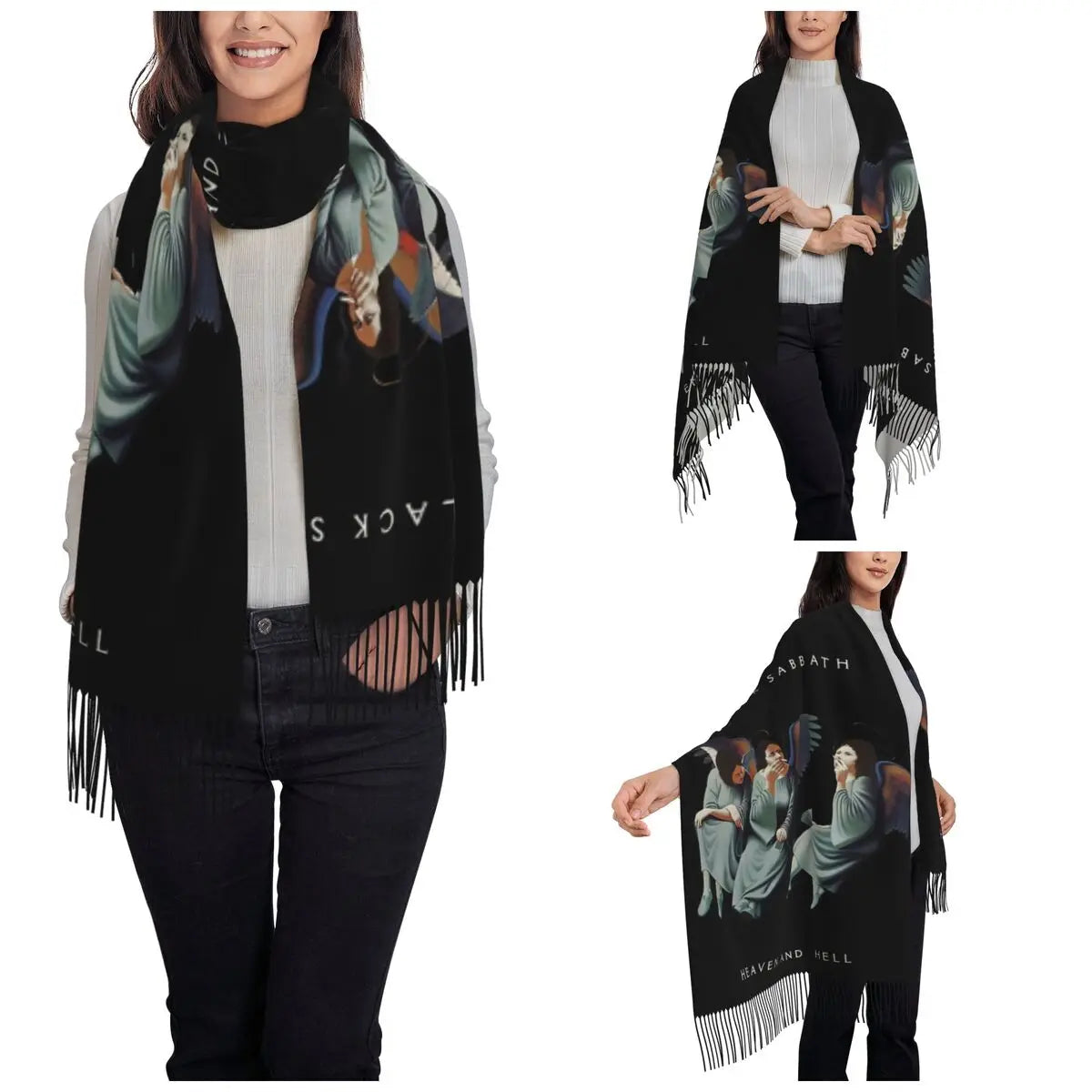 Black Sabbath Women's Scarf with Tassel Long Shawl Wrap Heavy Metal Daily Paranoid Wear Pashmina Scarves - Premium shawl from Lizard Vigilante - Just $20.88! Shop now at Lizard Vigilante