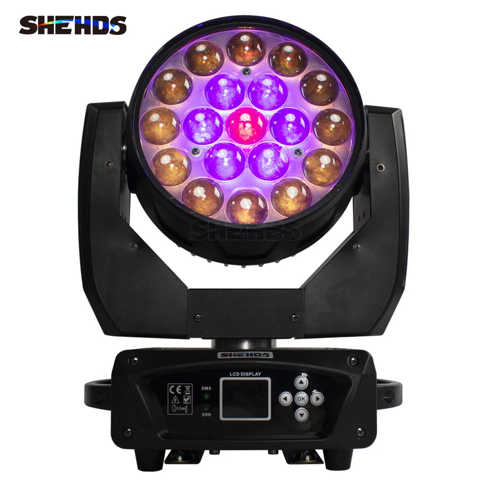 SHEHDS LED Beam+Wash 19x15W RGBW Zoom Lighting for Professional Stage Performances, Bars, Parties, Nightclubs, DJ & Disco - Premium stage lighting from Lizard Vigilante - Just $313.99! Shop now at Lizard Vigilante