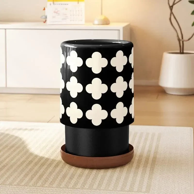 Trash Can Double Layer Large Trash Bin Living Room Modern Wastebasket Bedroom Kitchen Litter Bins Retro Garbage Bin Cleaning