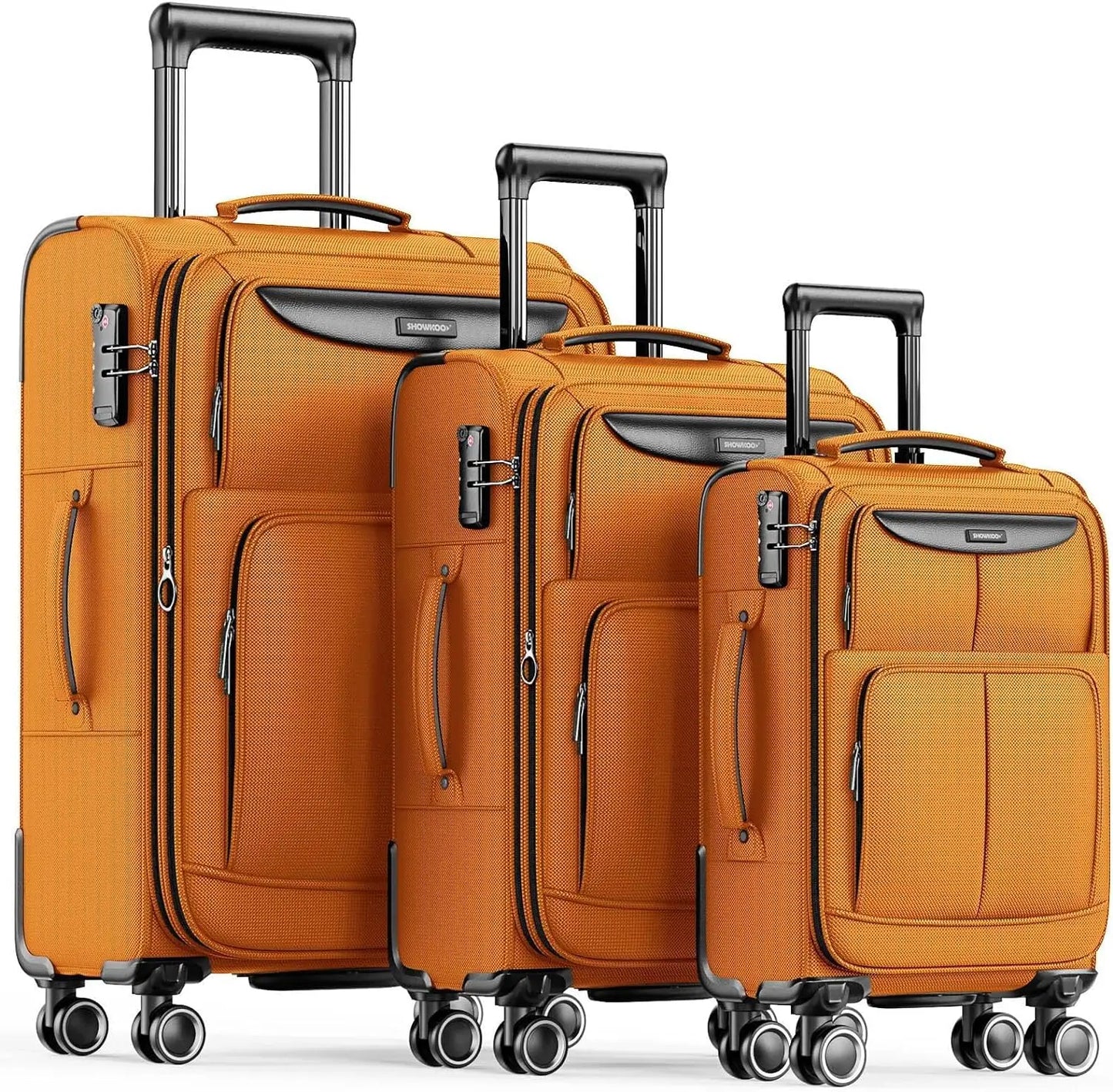 Luggage Sets 3 Piece Softside Expandable Lightweight Durable Suitcase Sets Double Spinner Wheels (20in/24in/28in) - Premium 3-Piece Luggage Set from Lizard Vigilante - Just $288.88! Shop now at Lizard Vigilante